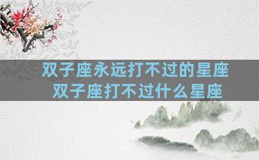 双子座永远打不过的星座 双子座打不过什么星座